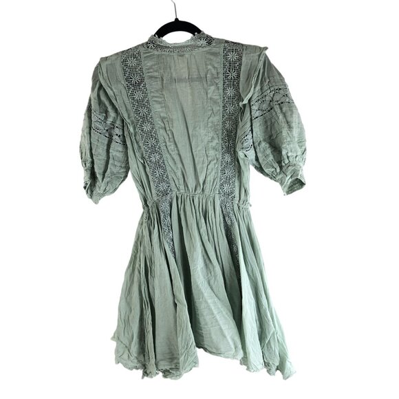 Free People FP One Sydney Mint Green Boho Dress Lace Button Details Size XS - Picture 4 of 6